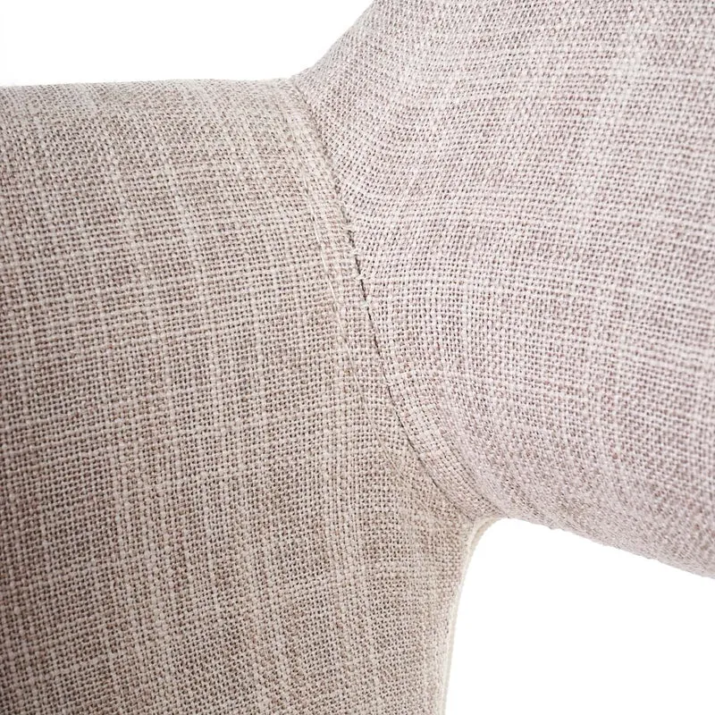 Chaise de salle à manger bureau visiteur sans roulette design rétro en tissu crème pied en bois clair 04_0002146