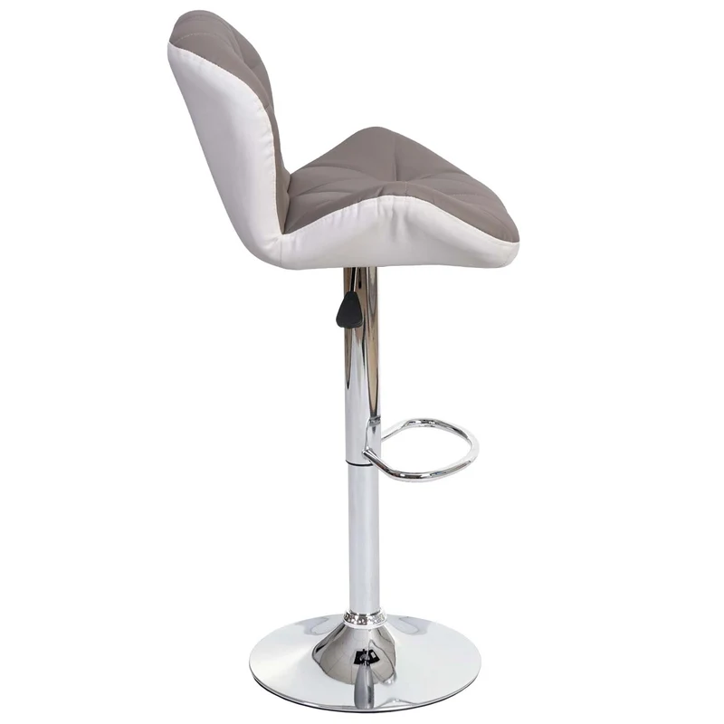 Tabouret de bar chaise de comptoir hauteur réglable en synthétique taupe gris cadre en acier chromé 04_0005263