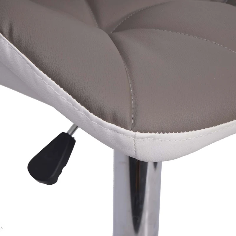 Tabouret de bar chaise de comptoir hauteur réglable en synthétique taupe gris cadre en acier chromé 04_0005263