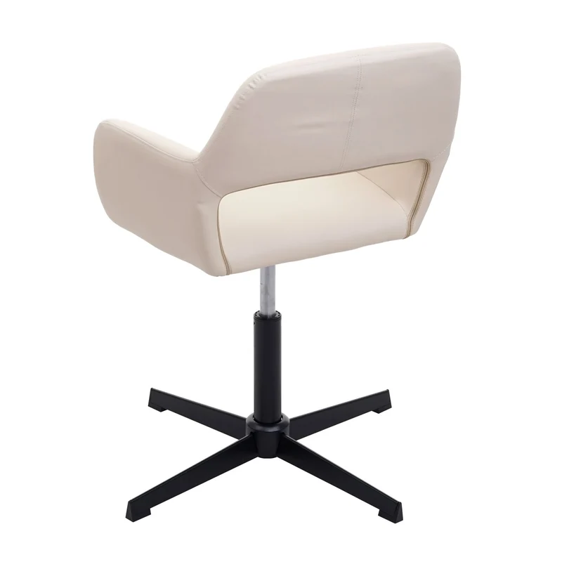 Chaise de salle à manger bureau réglable en hauteur en synthétique crème pieds acier noir 04_0003409