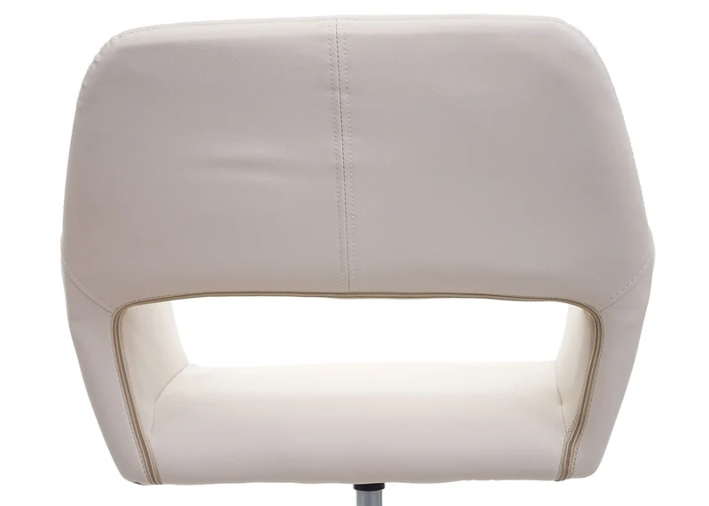Chaise de salle à manger bureau réglable en hauteur en synthétique crème pieds acier noir 04_0003409
