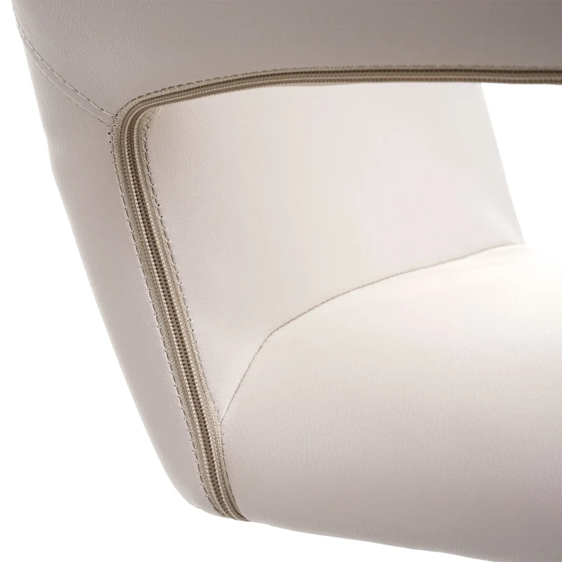Chaise de salle à manger bureau réglable en hauteur en synthétique crème pieds acier noir 04_0003409