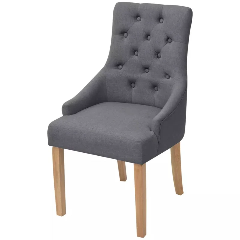Lot de 6 chaises de salle à manger cuisine dossier capitonné en tissu gris foncé CDS022455