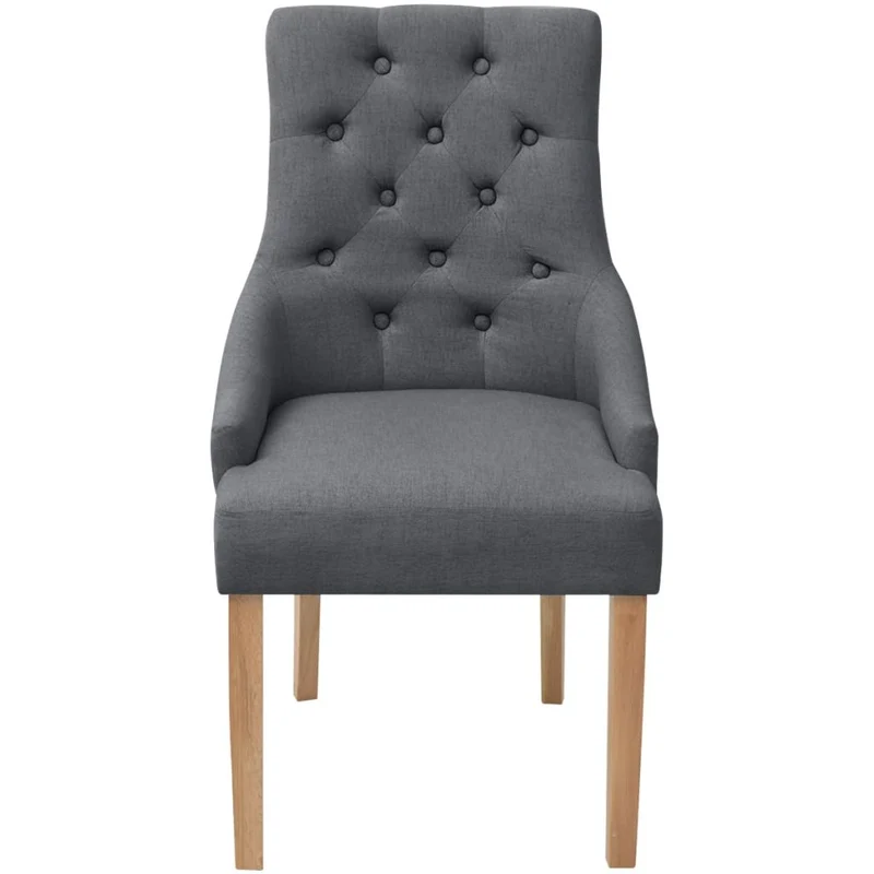 Lot de 6 chaises de salle à manger cuisine dossier capitonné en tissu gris foncé CDS022455