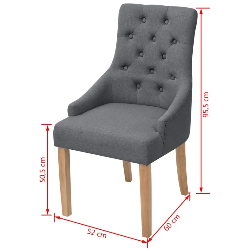 Lot de 6 chaises de salle à manger cuisine dossier capitonné en tissu gris foncé CDS022455