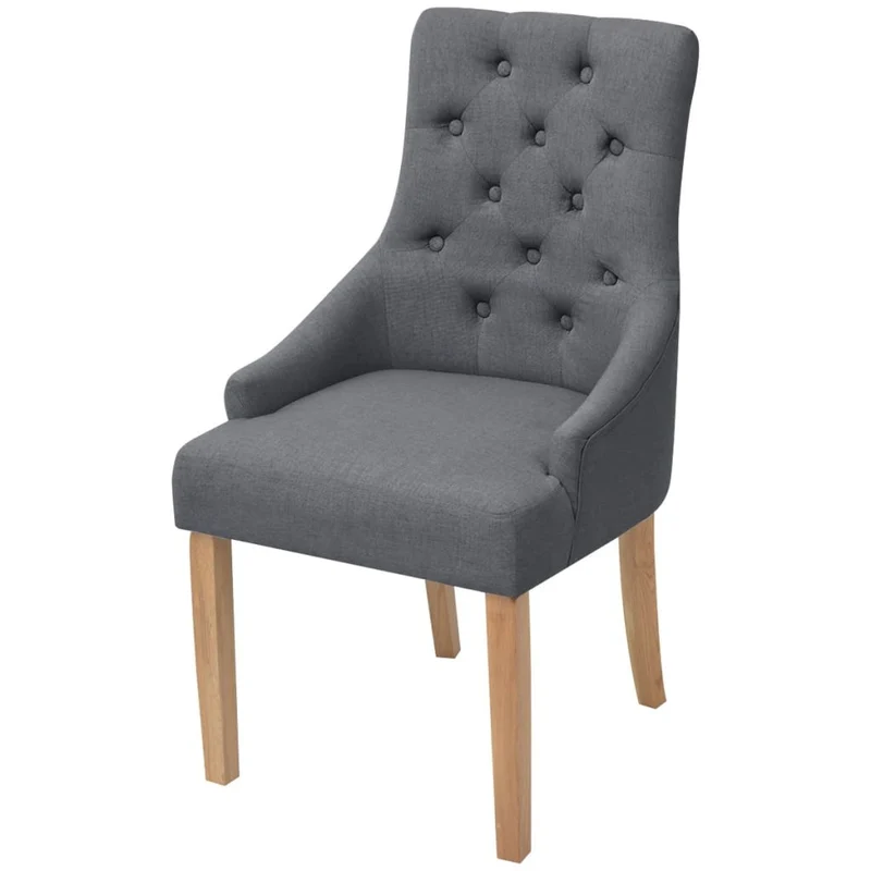 Lot de 4 chaises de salle à manger cuisine dossier capitonné en tissu gris foncé CDS021552