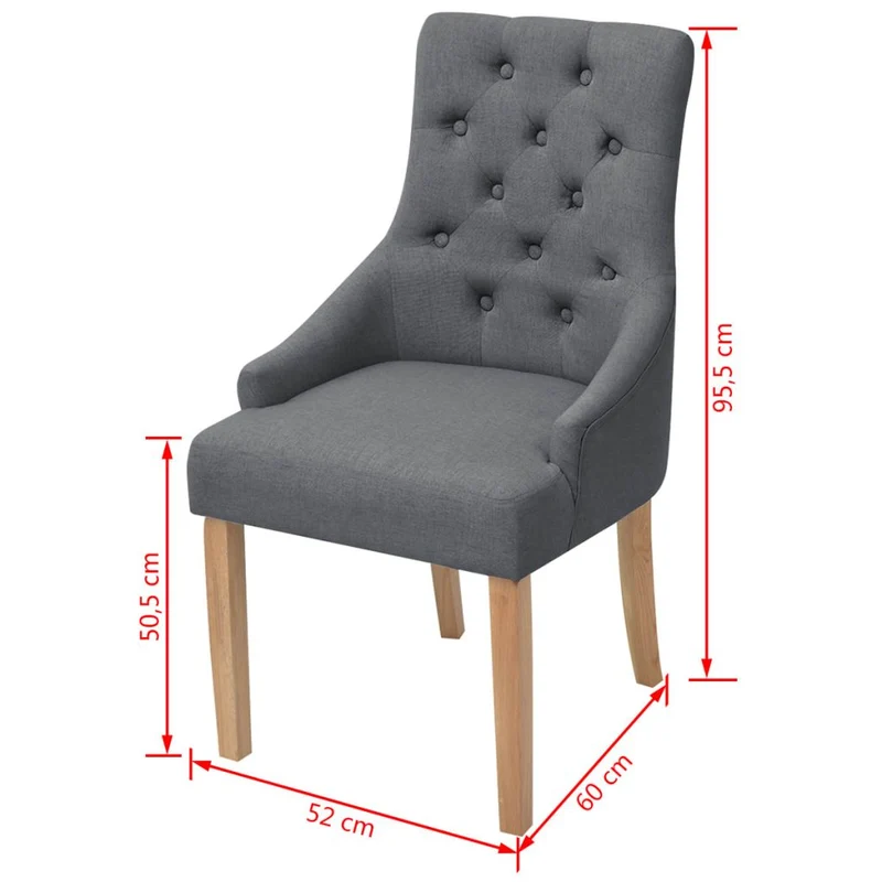 Lot de 4 chaises de salle à manger cuisine dossier capitonné en tissu gris foncé CDS021552
