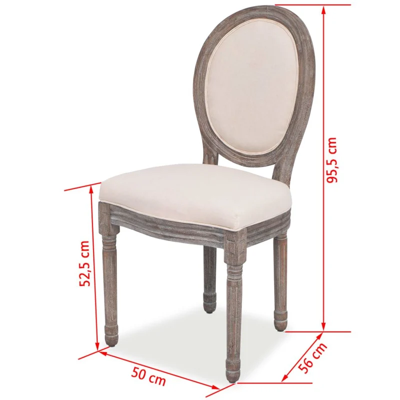 Lot de 4 chaises de salle à manger cuisine design classique en tissu crème CDS021469