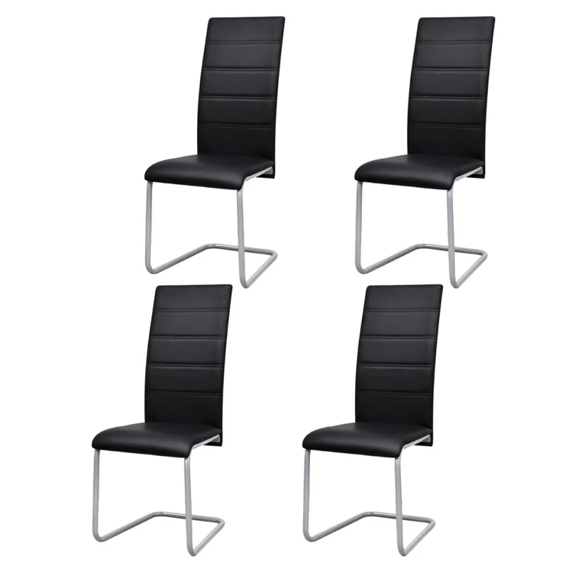 Lot de 4 chaises de salle à manger cuisine cantilever noir synthétique CDS021417