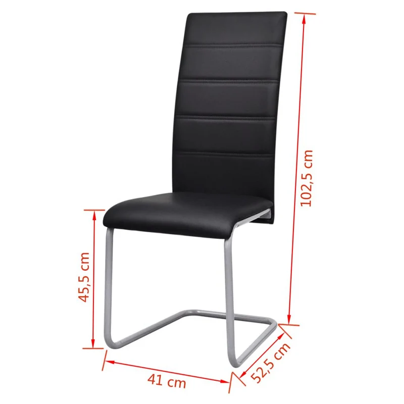 Lot de 4 chaises de salle à manger cuisine cantilever noir synthétique CDS021417