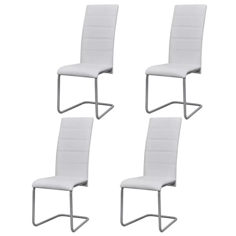 Lot de 4 chaises de salle à manger cuisine cantilever confortable et moderne en synthétique blanc CDS021345