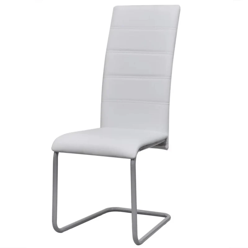 Lot de 4 chaises de salle à manger cuisine cantilever confortable et moderne en synthétique blanc CDS021345