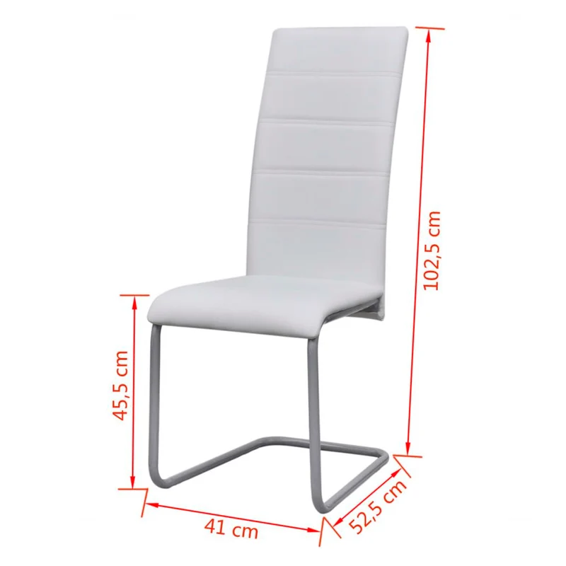 Lot de 4 chaises de salle à manger cuisine cantilever confortable et moderne en synthétique blanc CDS021345