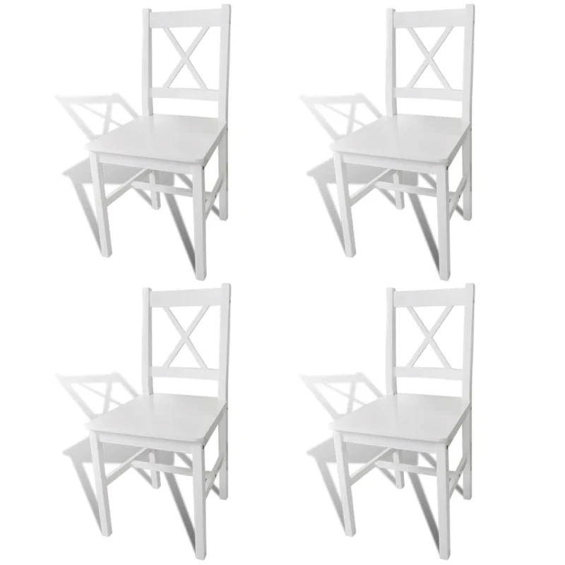 Lot de 4 chaises de salle à manger cuisine design simple en bois de pin blanc CDS021232