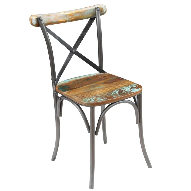 Lot de 2 chaises de salle à manger cuisine style industriel bois de récupération solide CDS020283