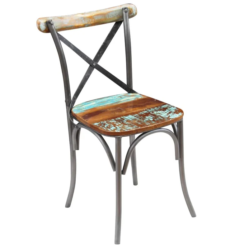 Lot de 2 chaises de salle à manger cuisine style industriel bois de récupération solide CDS020283