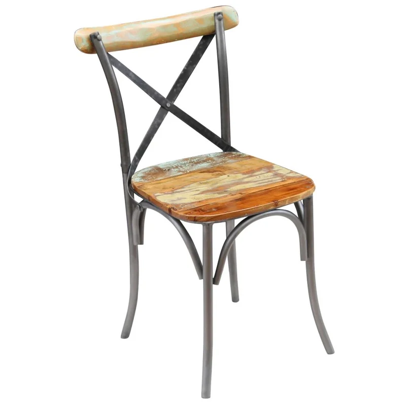 Lot de 2 chaises de salle à manger cuisine style industriel bois de récupération solide CDS020283