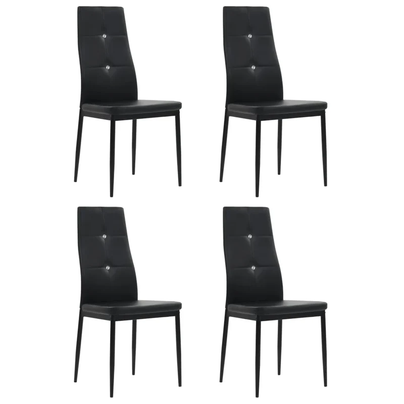 Lot de 4 chaises de salle à manger cuisine confortable et moderne dossier cristaux en synthétique noir CDS021807