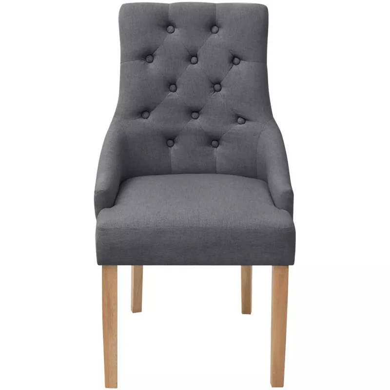 Lot de 2 chaises de salle à manger cuisine style moderne dossier capitonné en tissu gris foncé CDS020531