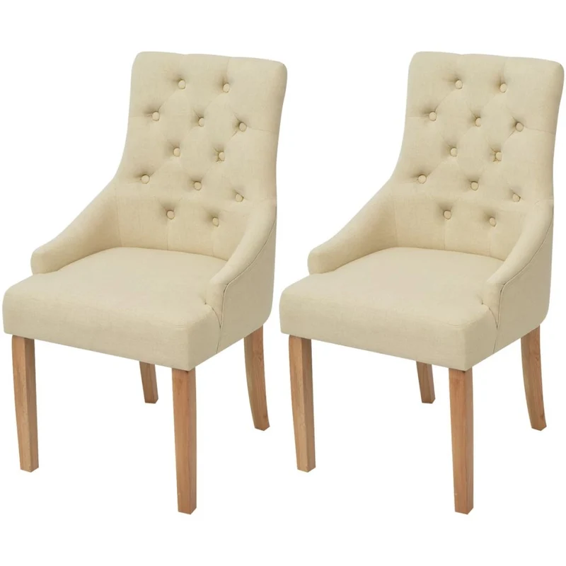 Lot de 2 chaises de salle à manger cuisine crème tissu CDS020433