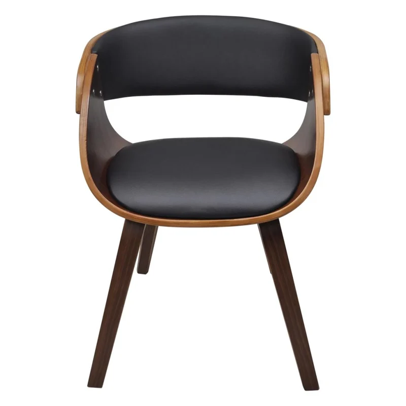 Chaise de salle à manger élégant et intemporel bois courbé marron et synthétique noir CDS020017