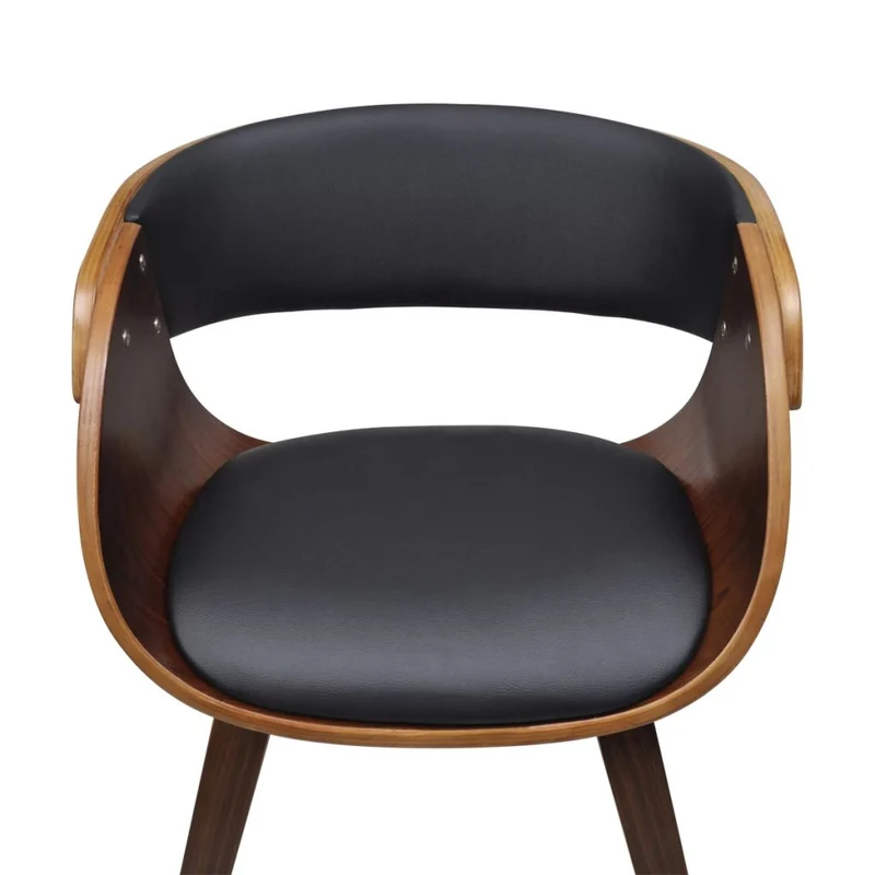 Chaise de salle à manger élégant et intemporel bois courbé marron et synthétique noir CDS020017
