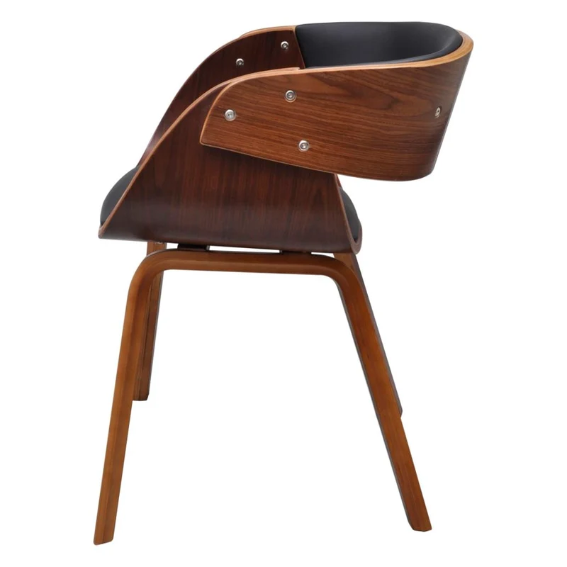 Chaise de salle à manger élégant et intemporel bois courbé marron et synthétique noir CDS020017