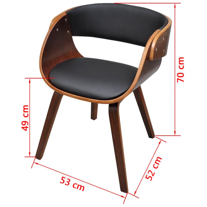 Chaise de salle à manger élégant et intemporel bois courbé marron et synthétique noir CDS020017