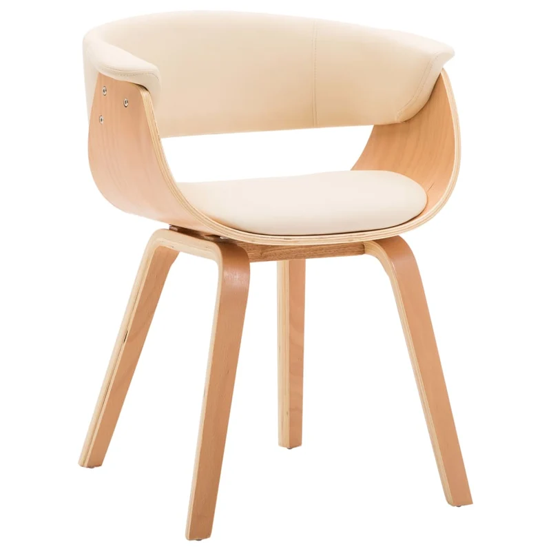 Chaise de salle à manger crème bois courbé et synthétique CDS020024