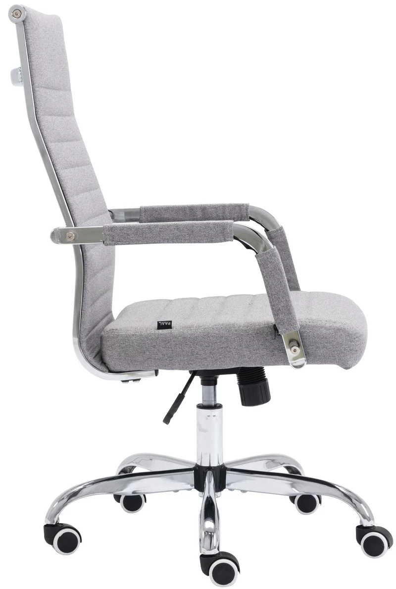 Fauteuil de bureau sur roulettes confortable hauteur réglable en tissu gris cadre métal chromé BUR10579