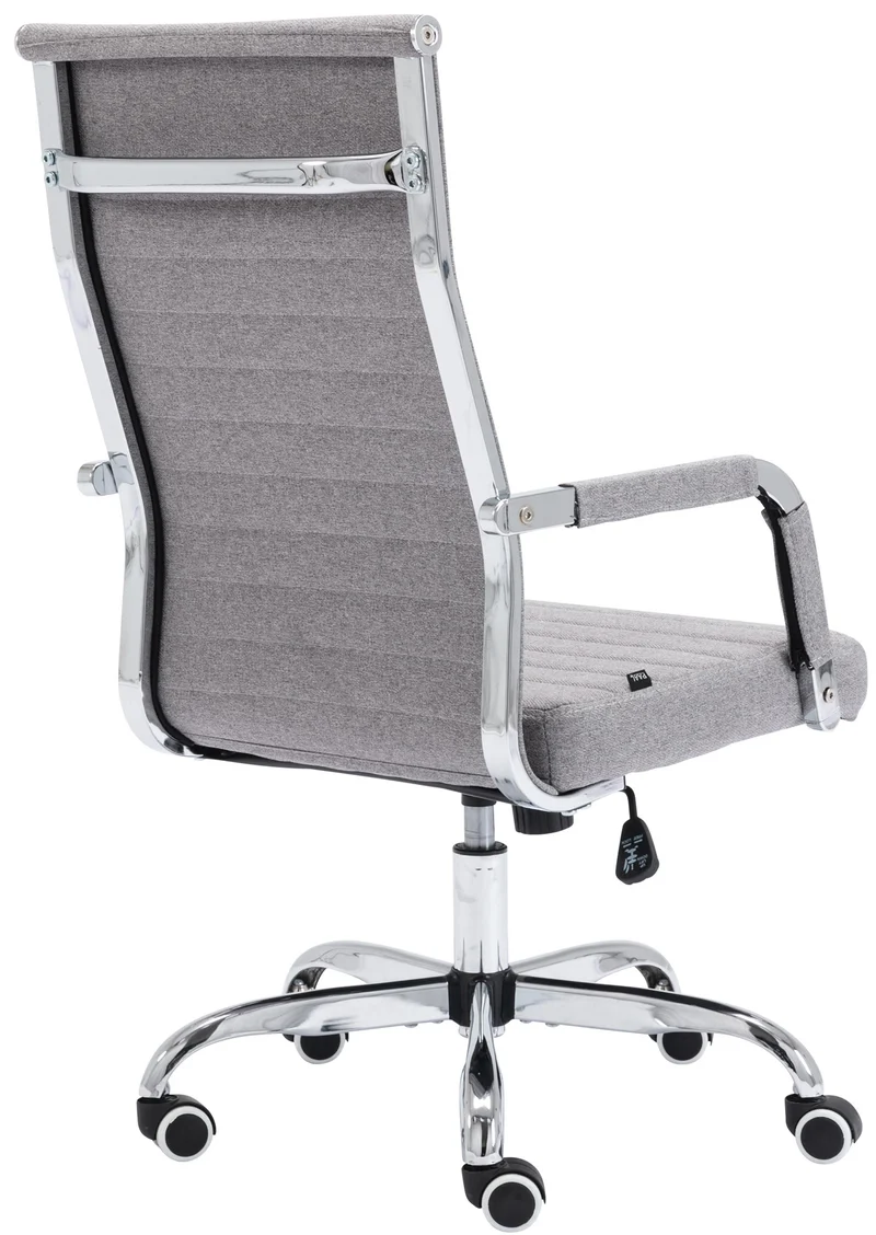 Fauteuil de bureau sur roulettes confortable hauteur réglable en tissu gris cadre métal chromé BUR10579