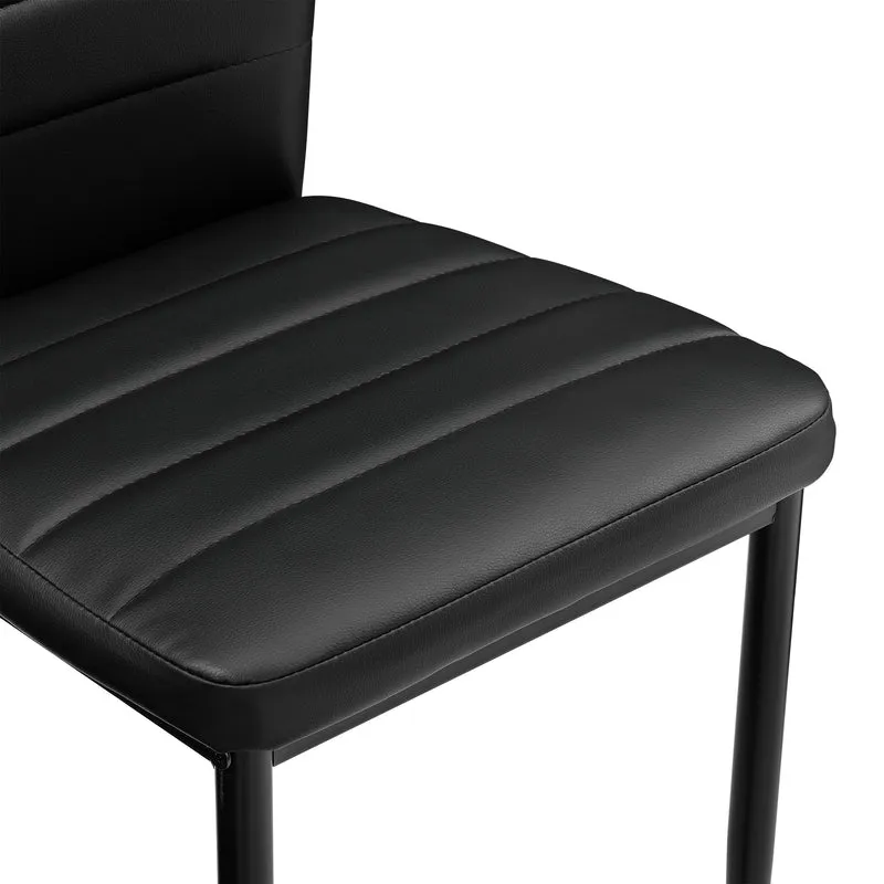 6 x chaises de salle à manger cuisine avec rembourrage cuir synthétique noir 03_0000287