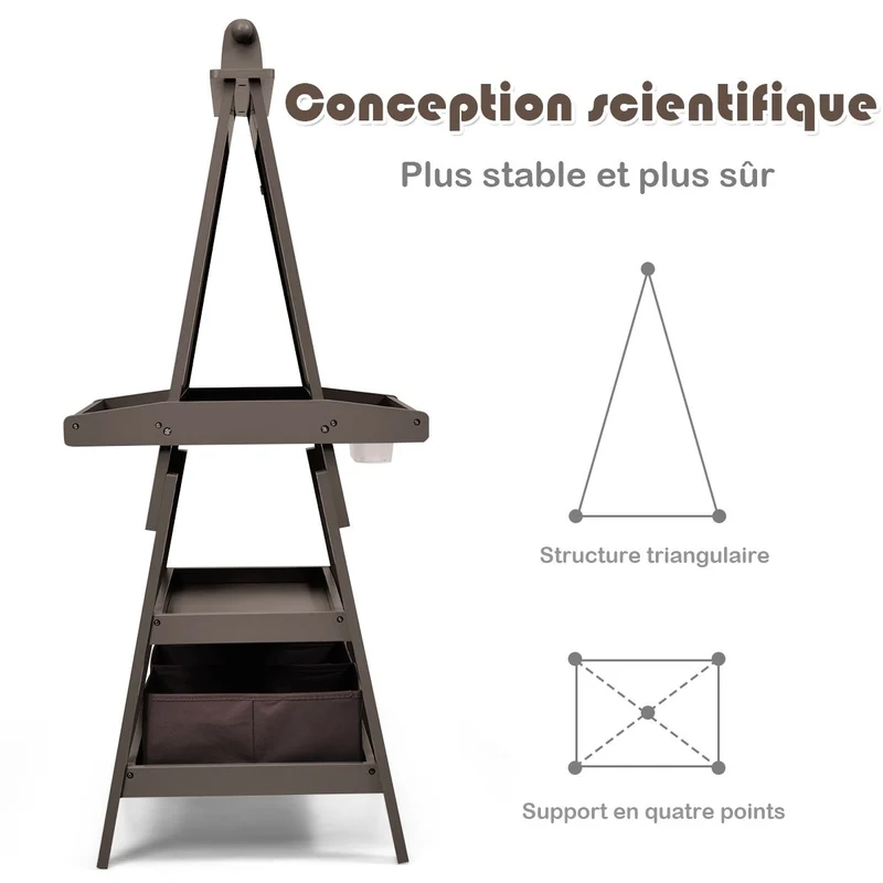 Chevalet pour enfants 3 en 1 tableau de dessin magnétique double faces (tableau blanc + tableau noir) café 20_0000441