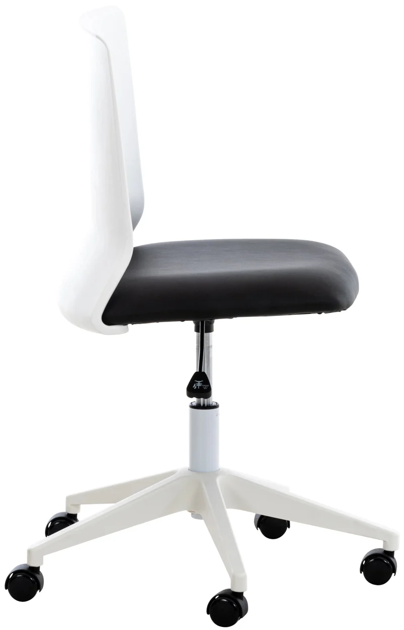 Chaise de bureau sur roulettes moderne pivotante hauteur réglable plastique blanc et synthétique noir BUR10494