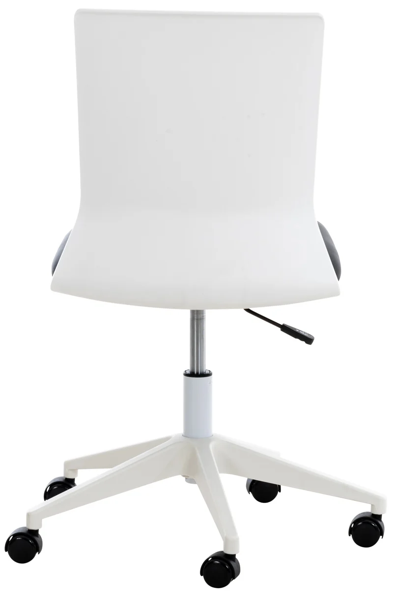 Chaise de bureau sur roulettes moderne pivotante hauteur réglable plastique blanc et synthétique noir BUR10494