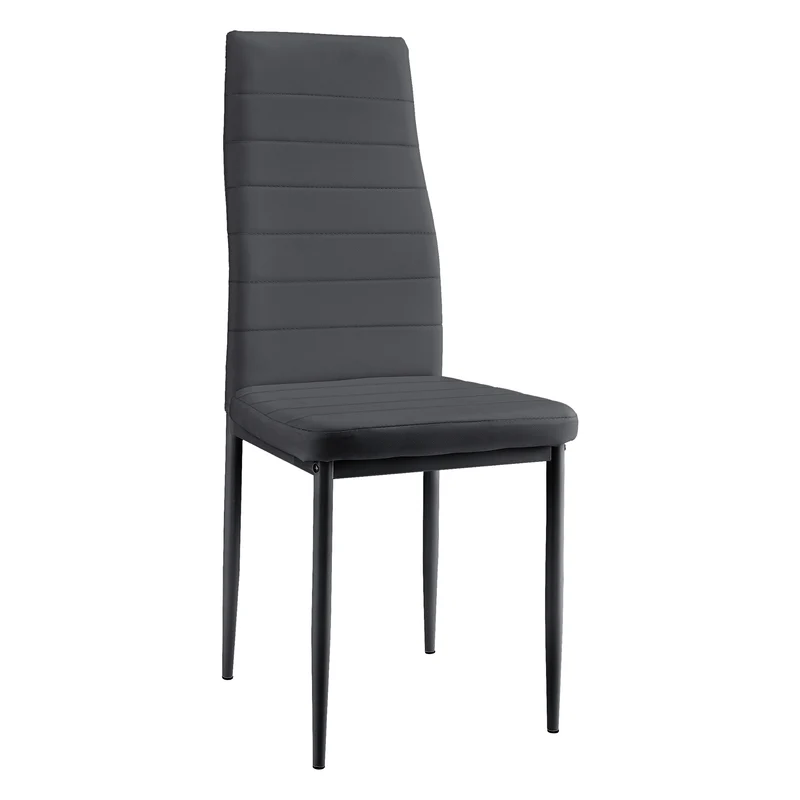 6 x Chaises de salle à manger gris foncé avec rembourrage cuir synthétique 03_0000286