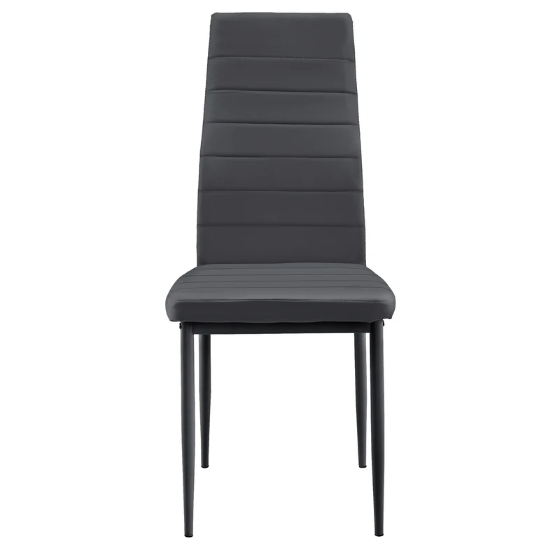 6 x Chaises de salle à manger gris foncé avec rembourrage cuir synthétique 03_0000286