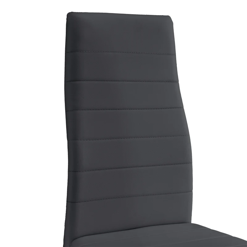 6 x Chaises de salle à manger gris foncé avec rembourrage cuir synthétique 03_0000286