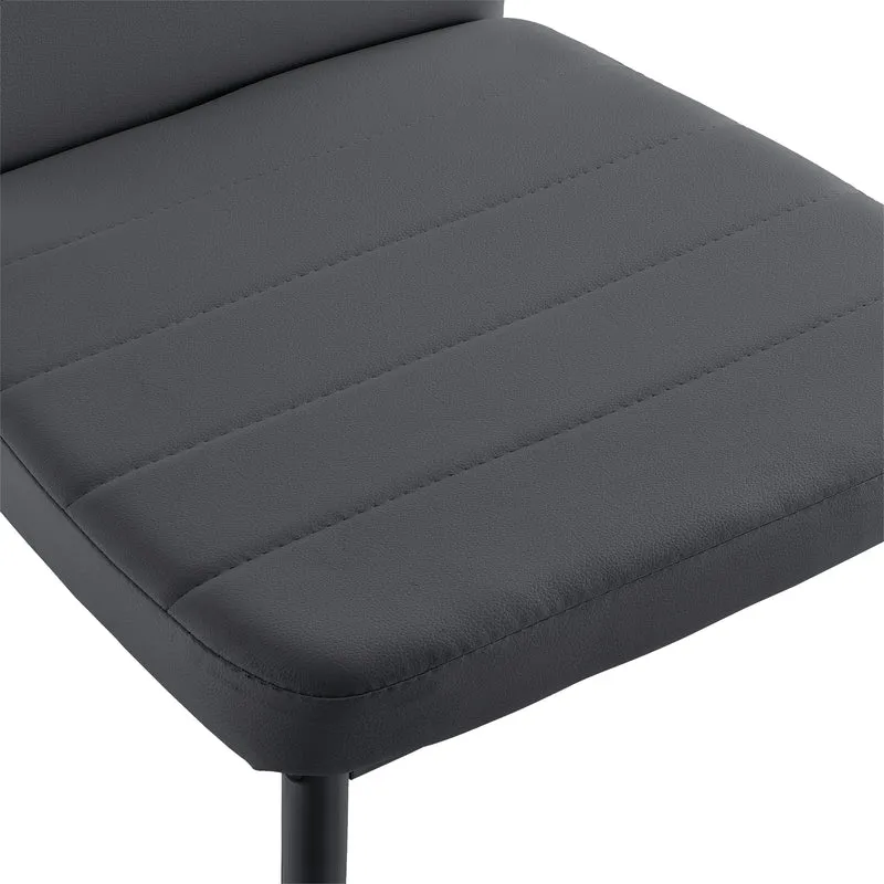 6 x Chaises de salle à manger gris foncé avec rembourrage cuir synthétique 03_0000286