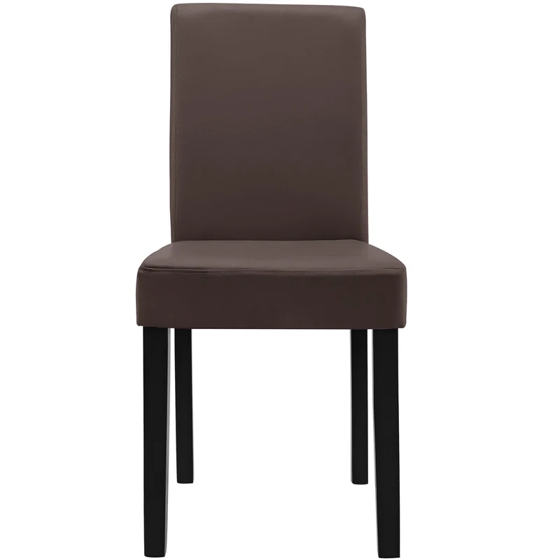 6 chaises rembourrées synthétique marron mat avec pieds en bois massif 03_0000282