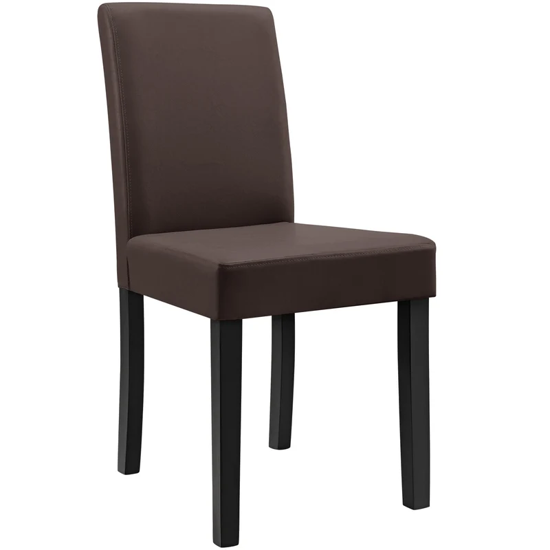 6 chaises rembourrées synthétique marron mat avec pieds en bois massif 03_0000282