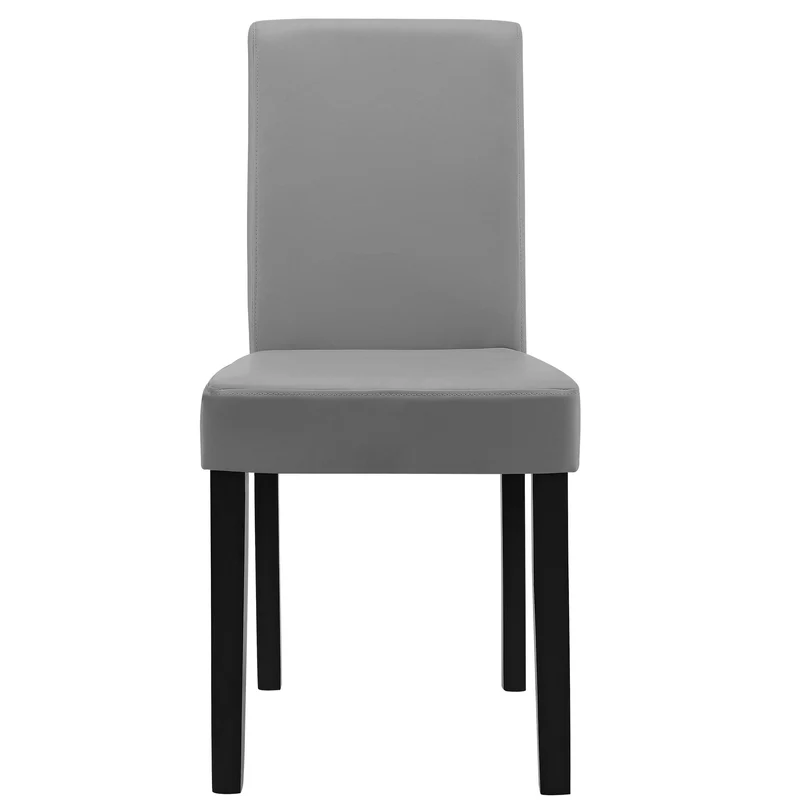 Lot de 6 chaises de salle à manger rembourrées en cuir synthétique gris clair avec pieds en bois massif 03_0000279