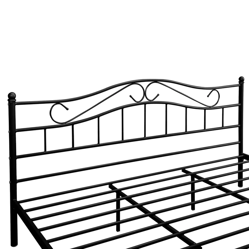 Lit double cadre en métal acier revêtu noir avec sommier en métal 180 x 200 cm 03_0002672
