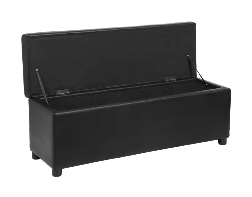 Banquette coffre avec espace de rangement synthétique noir 119x38x45cm 03_0001629