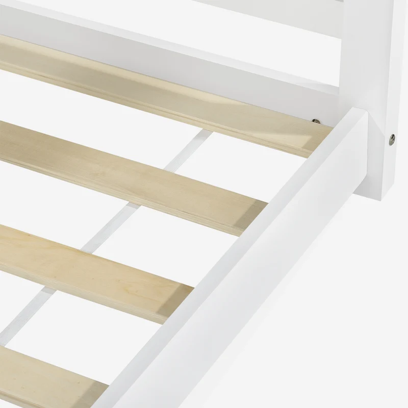 Lit pour enfant cabane maison avec sommier à lattes bois de pin blanc 90 x 200 cm 03_0002644