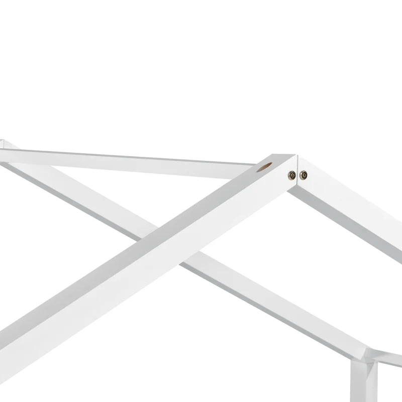 Lit pour enfant cabane maison avec sommier à lattes bois de pin blanc 90 x 200 cm 03_0002644