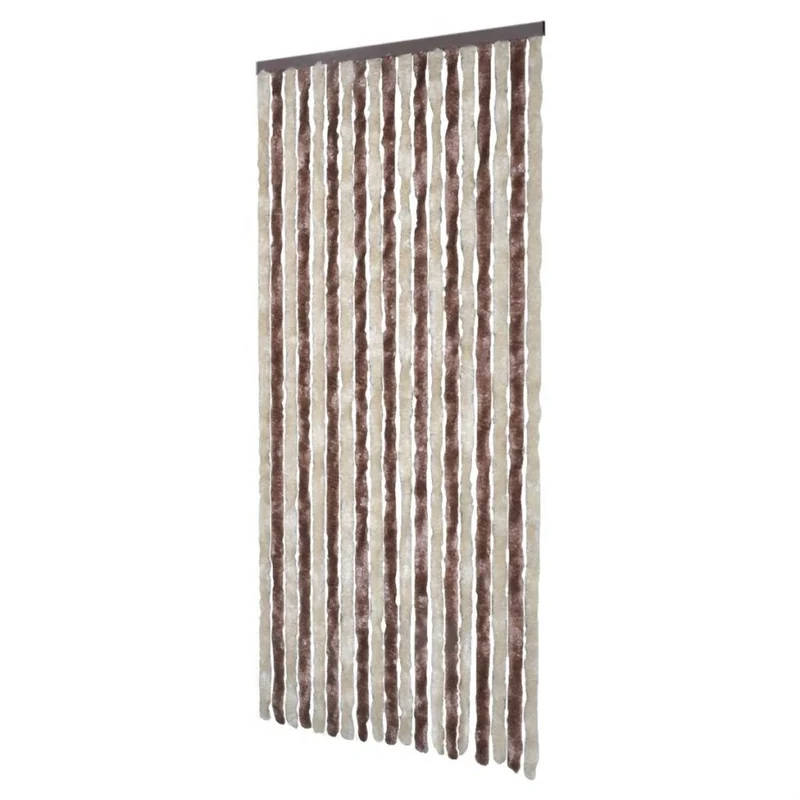 Rideau contre insectes moustiquaire Beige et marron clair 90x220 cm Chenille DEC022168