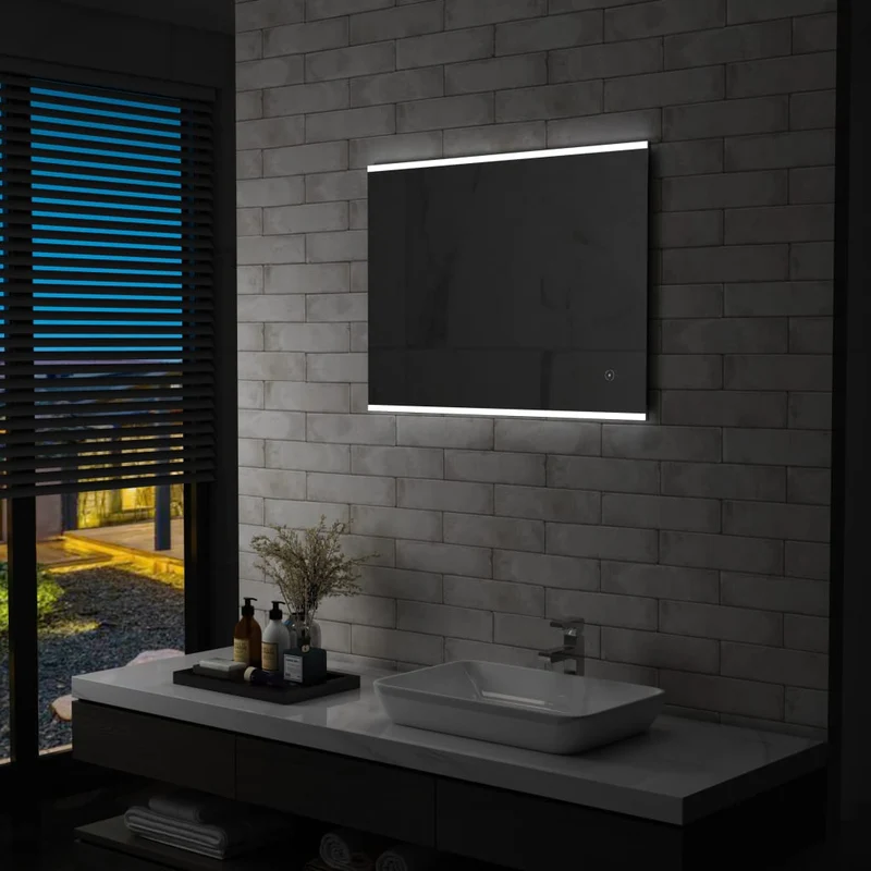 Miroir mural à LED de salle de bain et capteur tactile 80x60 cm DEC022614