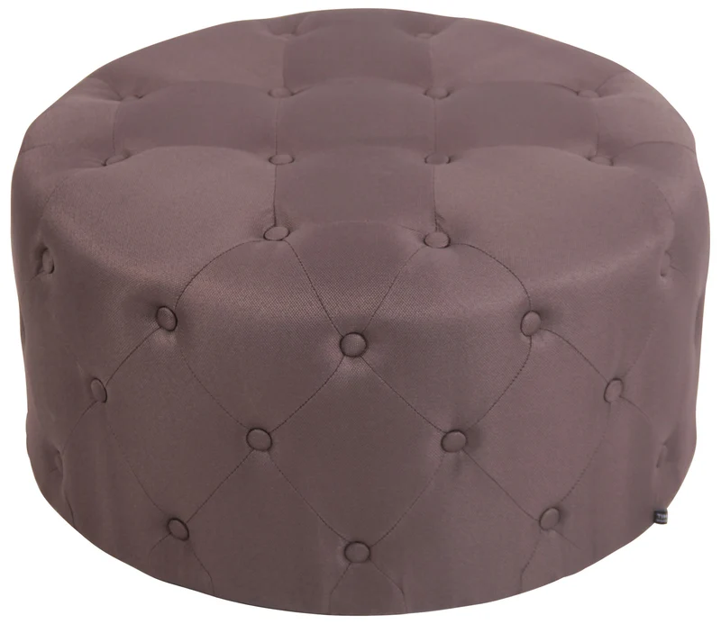 Pouf tabouret repose-pieds capitonné en tissu marron 70x70x37cm TABO10141