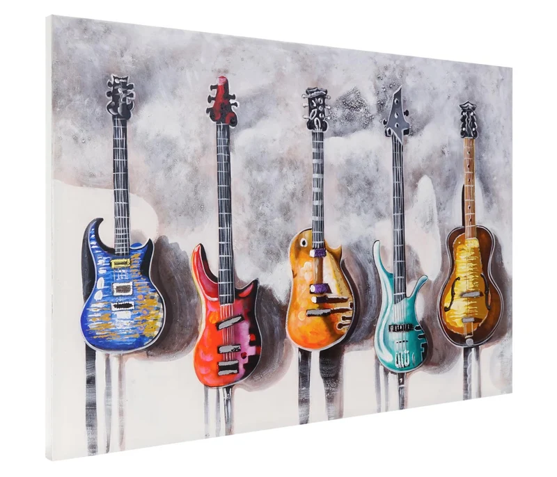 Peinture à l'huile guitares 100% tableau murale 3D peinte à la main XL 120x80cm 04_0003381